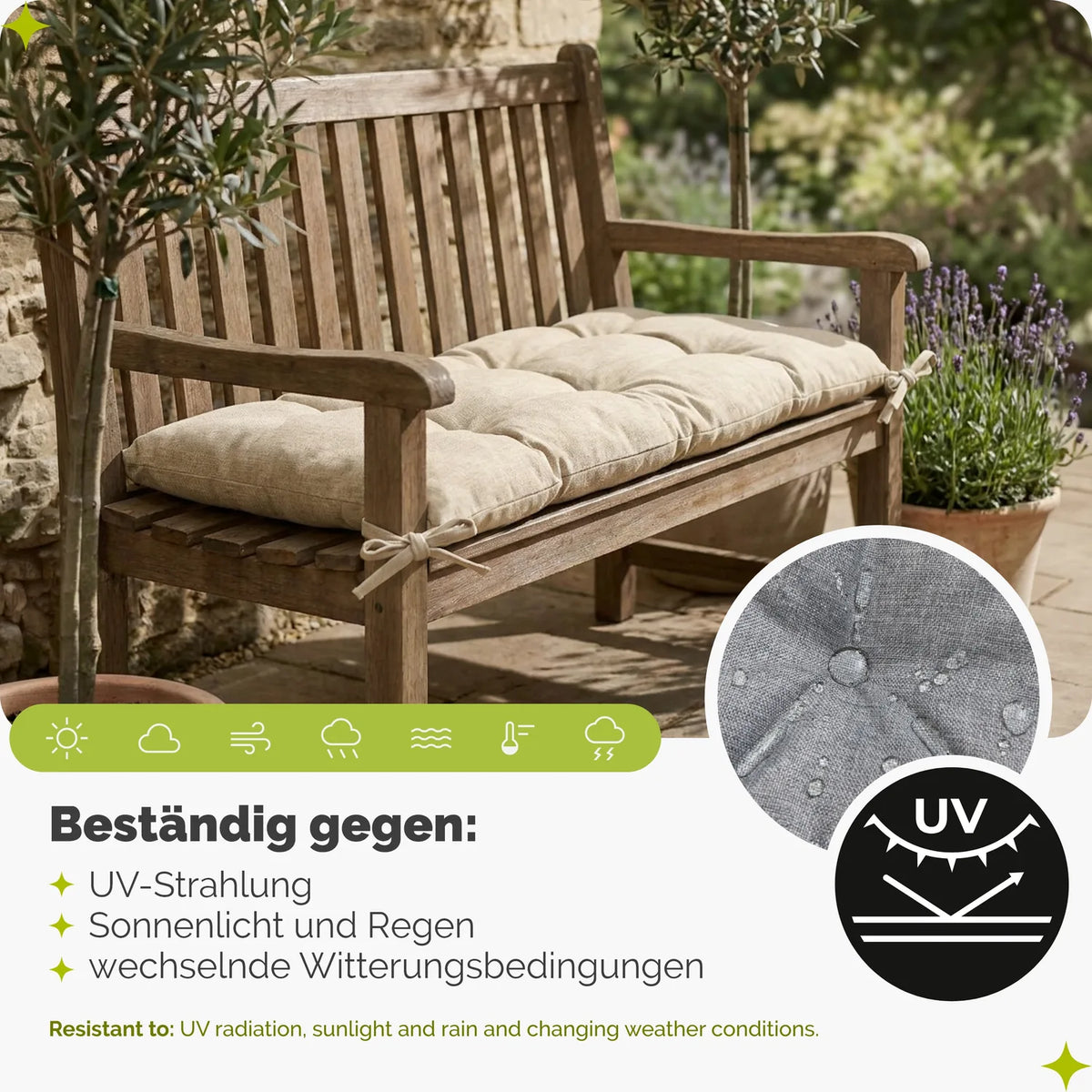 Bankauflage wasserabweisend 10 cm für Gartenbank & Schaukel GD-0219