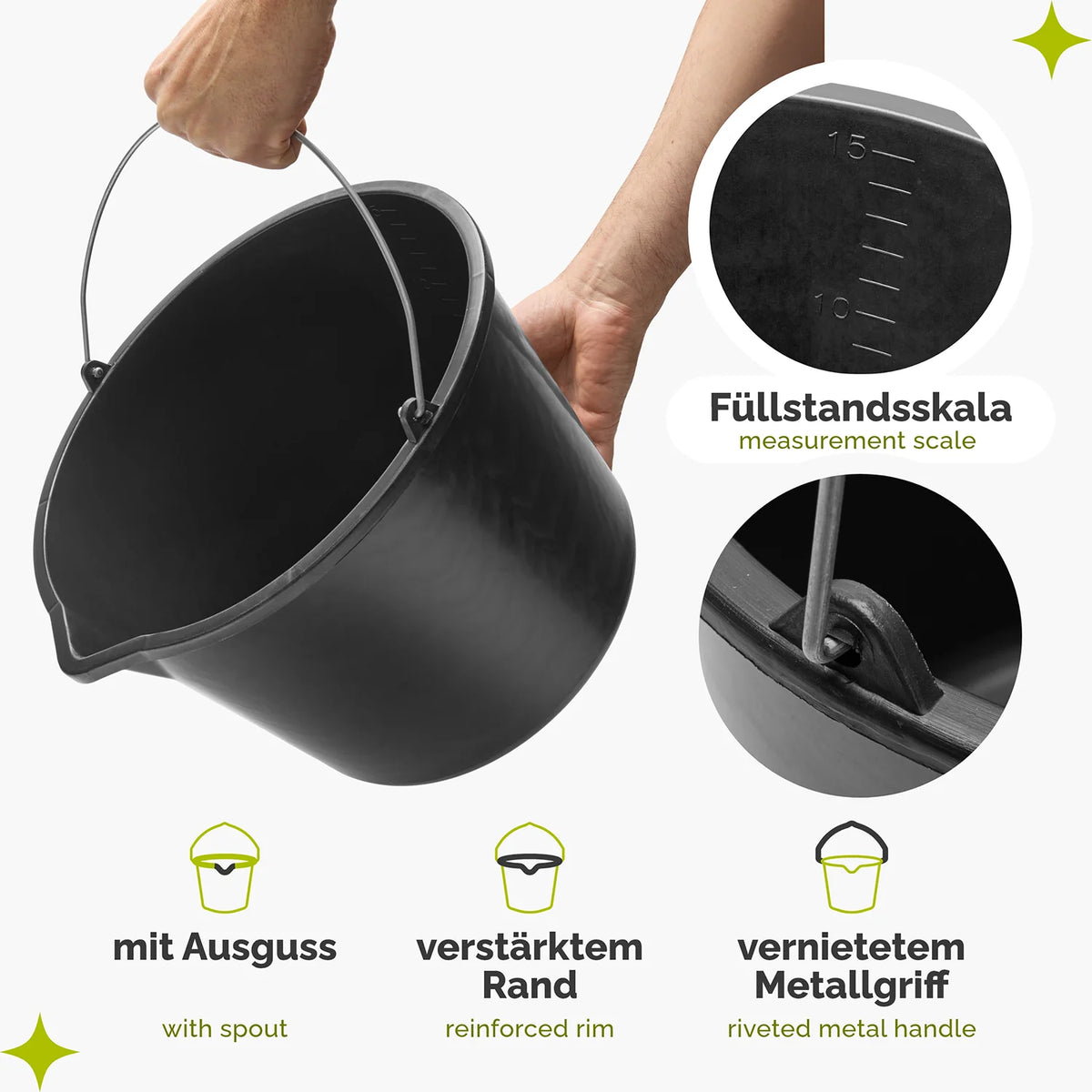 #Farbe_Schwarz#Größe_15 L mit Ausguss