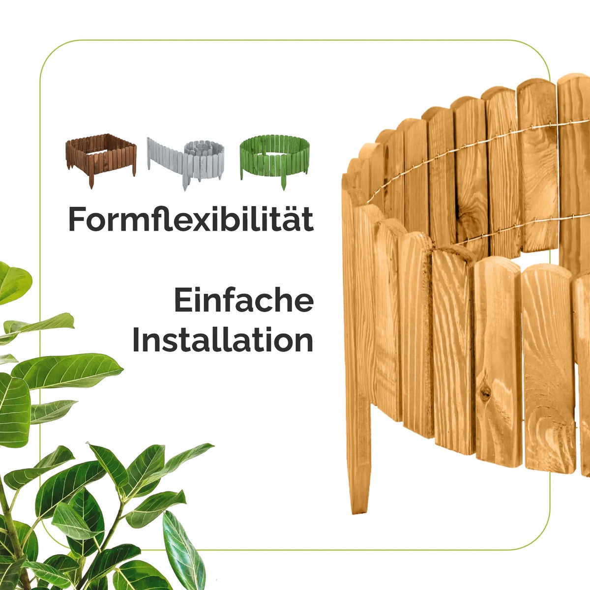 Beeteinfassung Holz Rollzaun Flexibler Rollborder für Garten Länge: 2m GD-0046