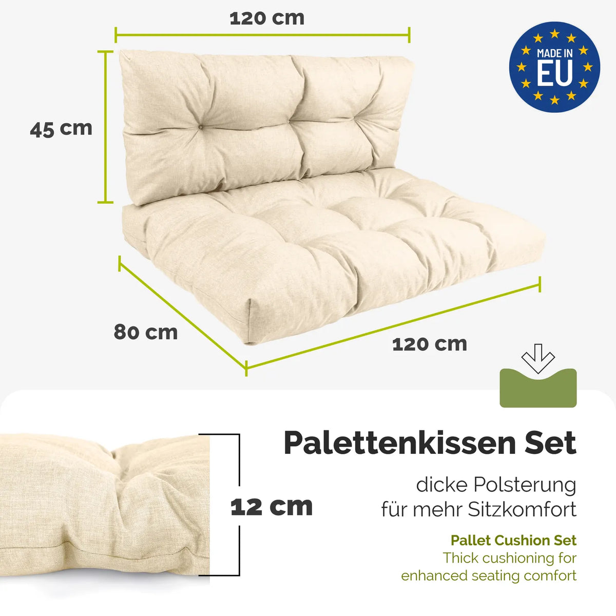 #Farbe_Cappuccino#Kissenart_Set Sitzkissen + Rückenkissen