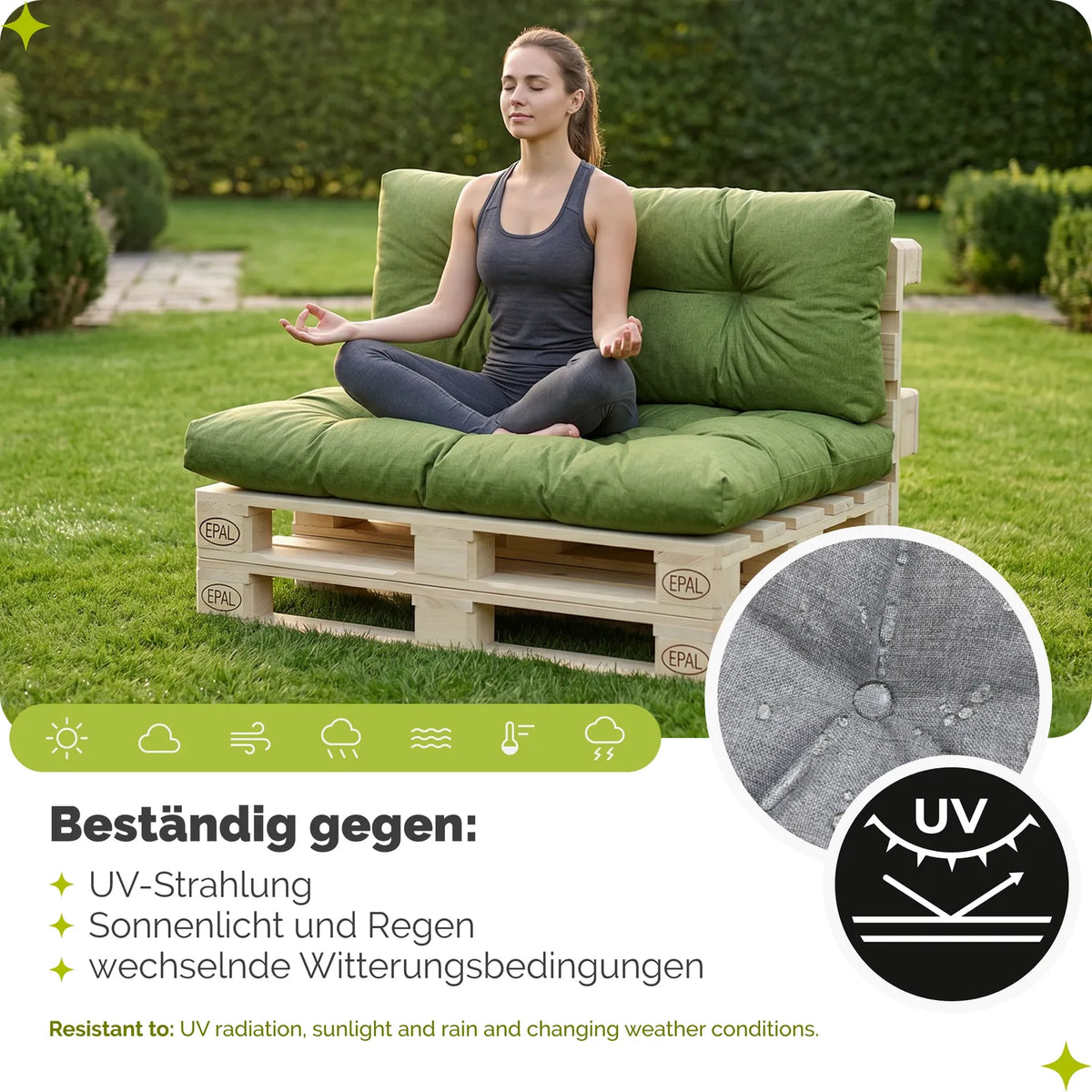 #Farbe_Grün#Kissenart_Set Sitzkissen + Rückenkissen