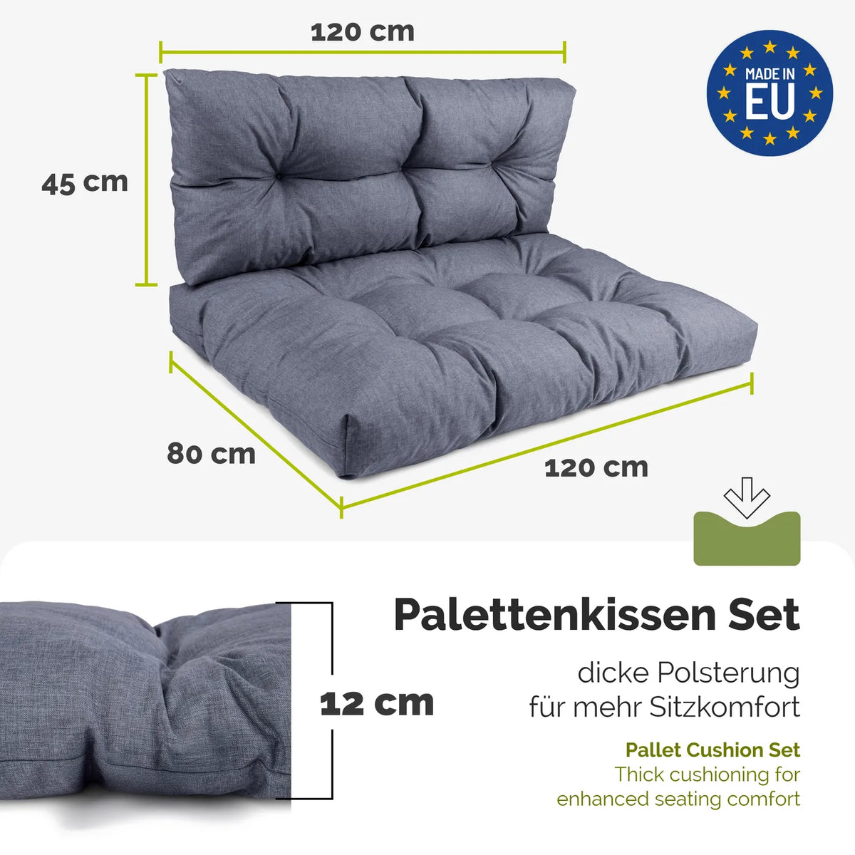 #Farbe_Marineblau#Kissenart_Set Sitzkissen + Rückenkissen