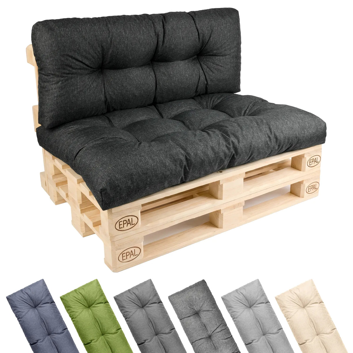 #Farbe_Anthrazit#Kissenart_Set Sitzkissen + Rückenkissen