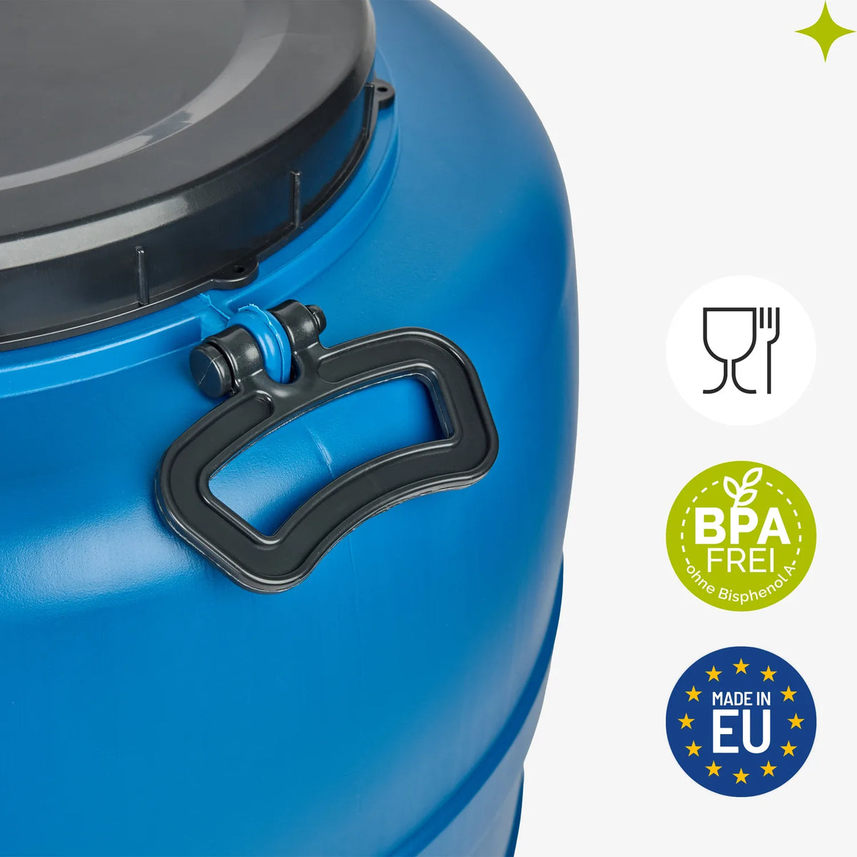 Weithalsfass 60 L HDPE Futtertonne mit Schraubdeckel Blau GD-0186