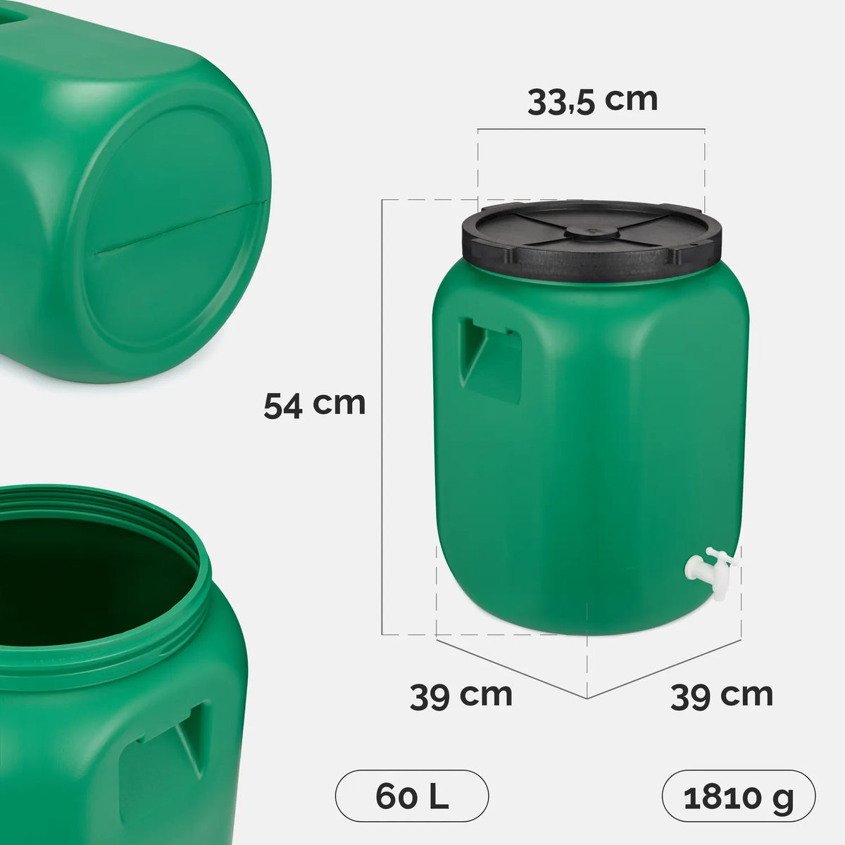 #Farbe_Grün mit Hahn#Kapazität_60 L