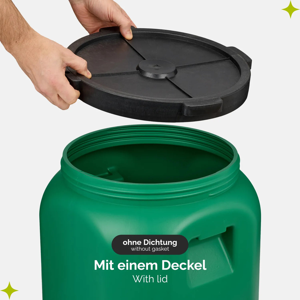 #Farbe_Grün mit Hahn#Kapazität_60 L