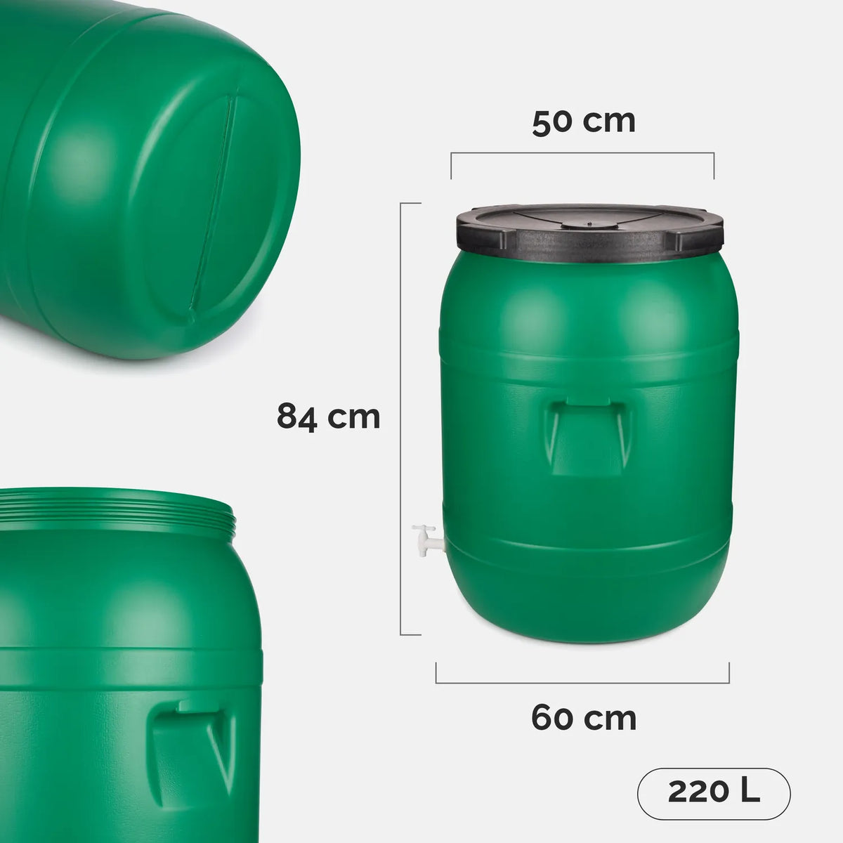 #Farbe_Grün mit Hahn#Kapazität_220 L