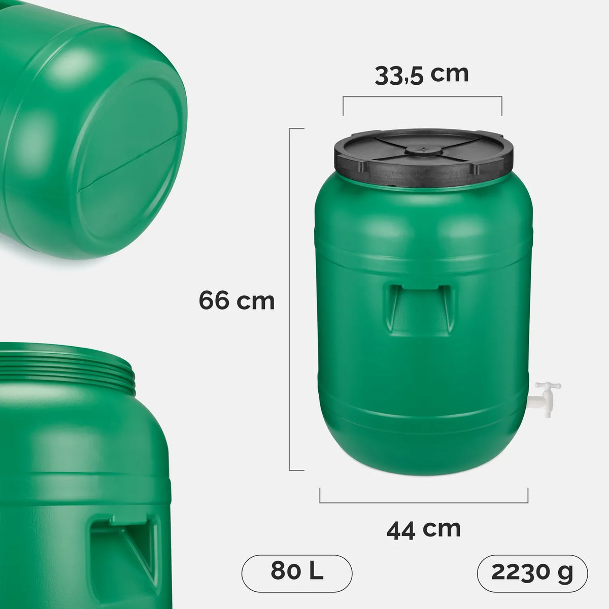 #Farbe_Grün mit Hahn#Kapazität_80 L