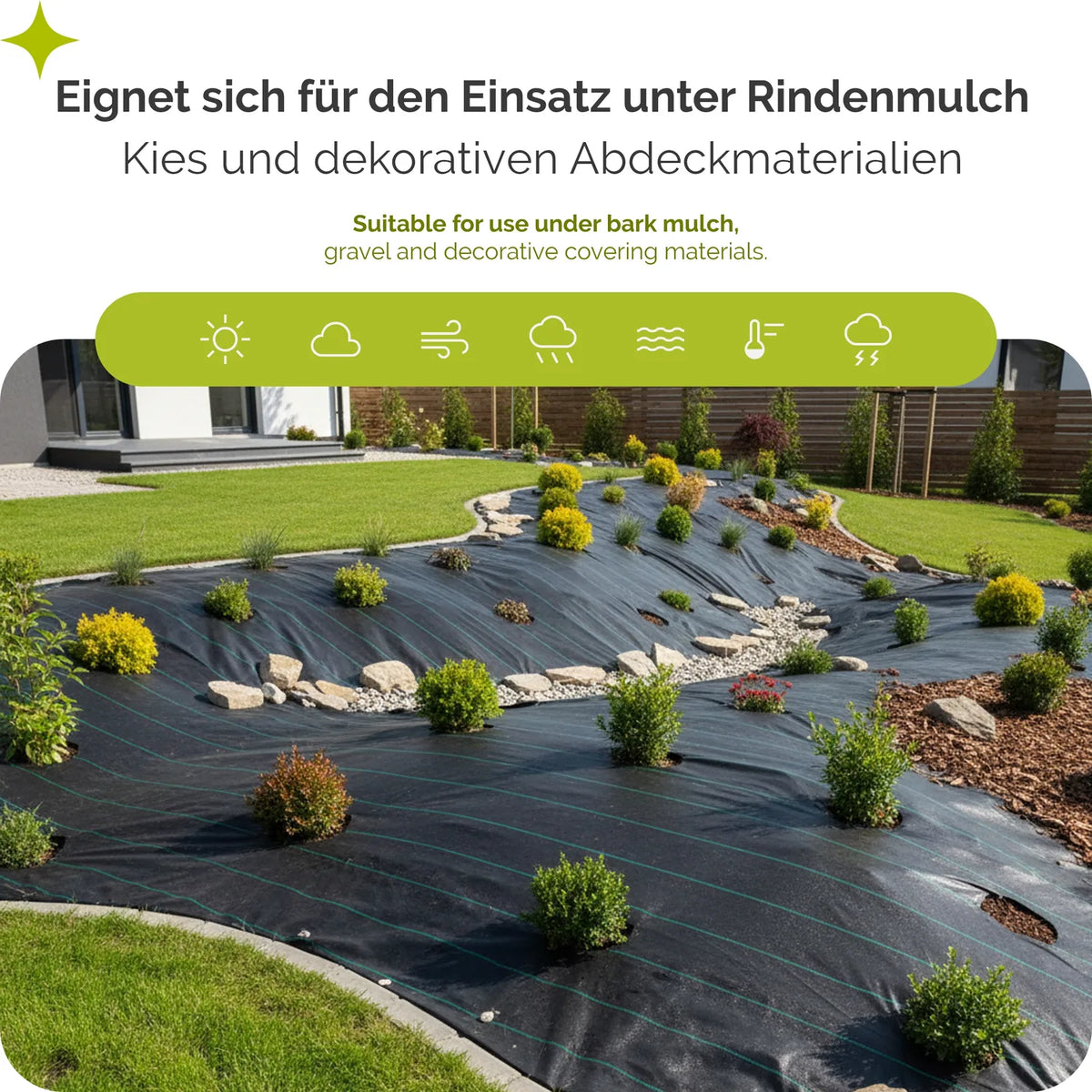 Unkrautvlies 100 g/m² wasserdurchlässig aus PP Gewebe Gartenvlies GD-0192