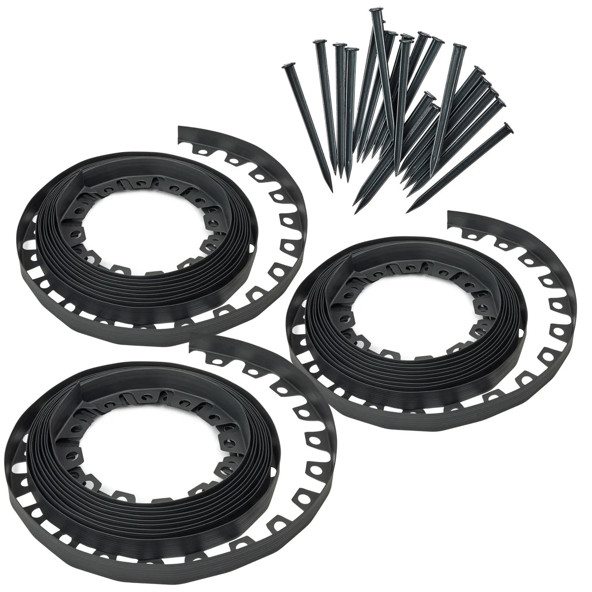 #Farbe_Schwarz#Größe_30 m x 4 cm mit 60 Befestigungsnägel