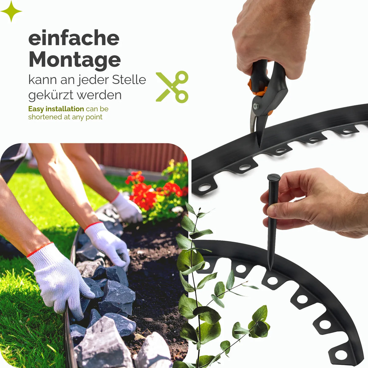 Beeteinfassung Kunststoff Bordstein mit Befestigungsankern GD-0158