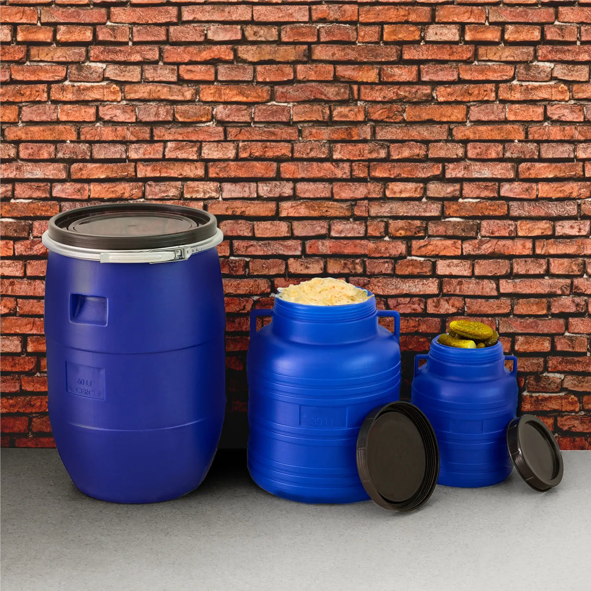 Set 30 Liter Weithalsfass BPA-frei Lebensmittel Fass Deckel GD-0121