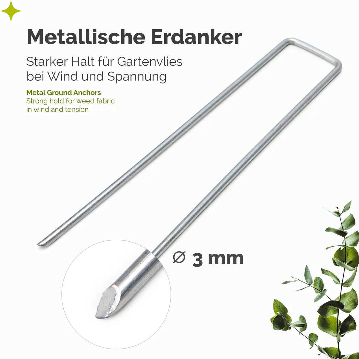 Metall Erdanker Bodenanker für Unkrautvlies und Gartenvlies GD-0179
