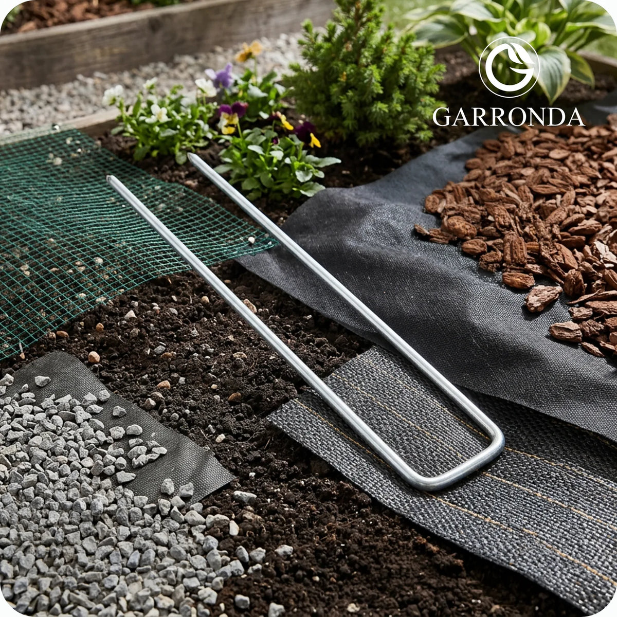 Metall Erdanker Bodenanker für Unkrautvlies und Gartenvlies GD-0179