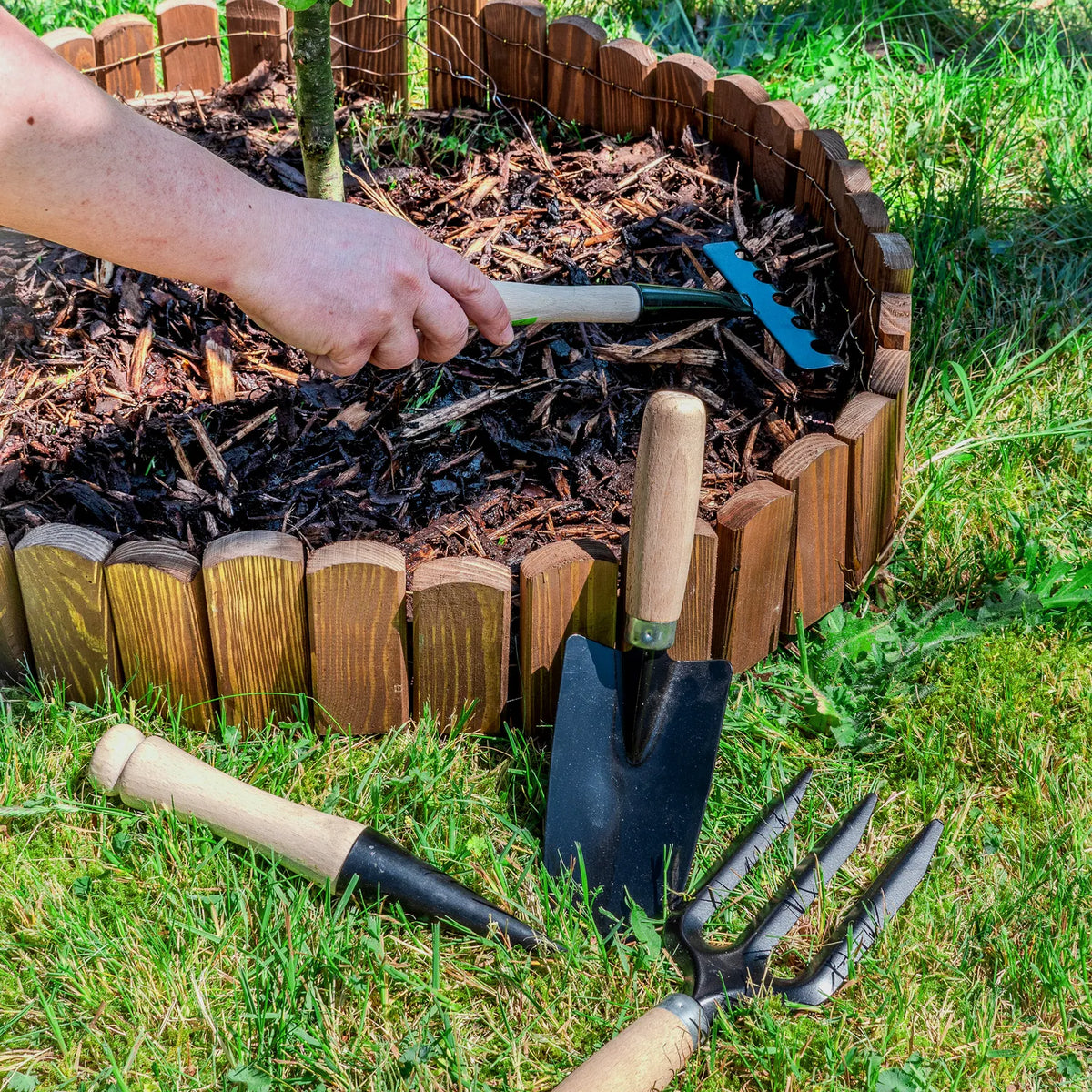 Mini-Gartengabel mit Buchenholzgriff für den Garten Blumengabel GD-0005